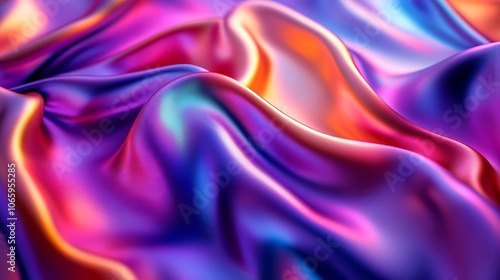 Wallpaper Mural Flowing Metallic glass Waves in Neon Blue and Pink on Dark Background - Abstract Design Concept Torontodigital.ca