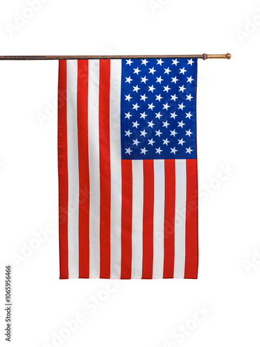 Obraz na płótnie Flag of the United States of America. The US flag flutters in the wind. Isolated on a white background. w salonie