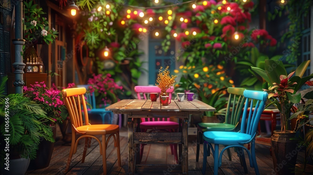 Obraz premium Colorful Garden Patio