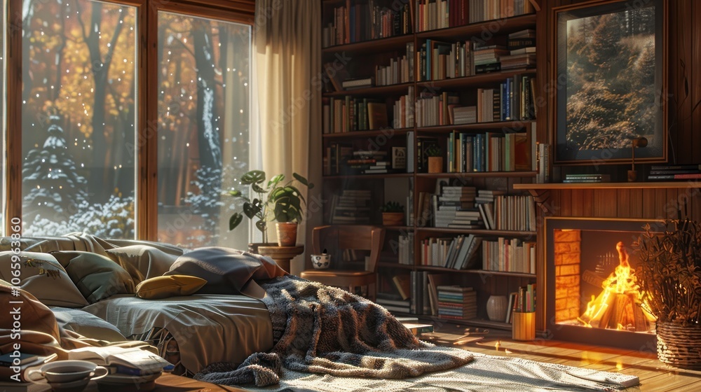 Cozy Winter Cabin by the Fireplace Cozy Winter Cabin by the Fireplace