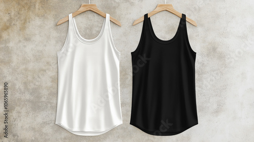 Black and white blank tank top, template mockup front	