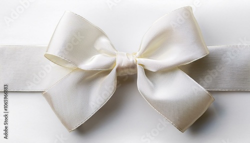 Elegant White Ribbon Bow on White Background