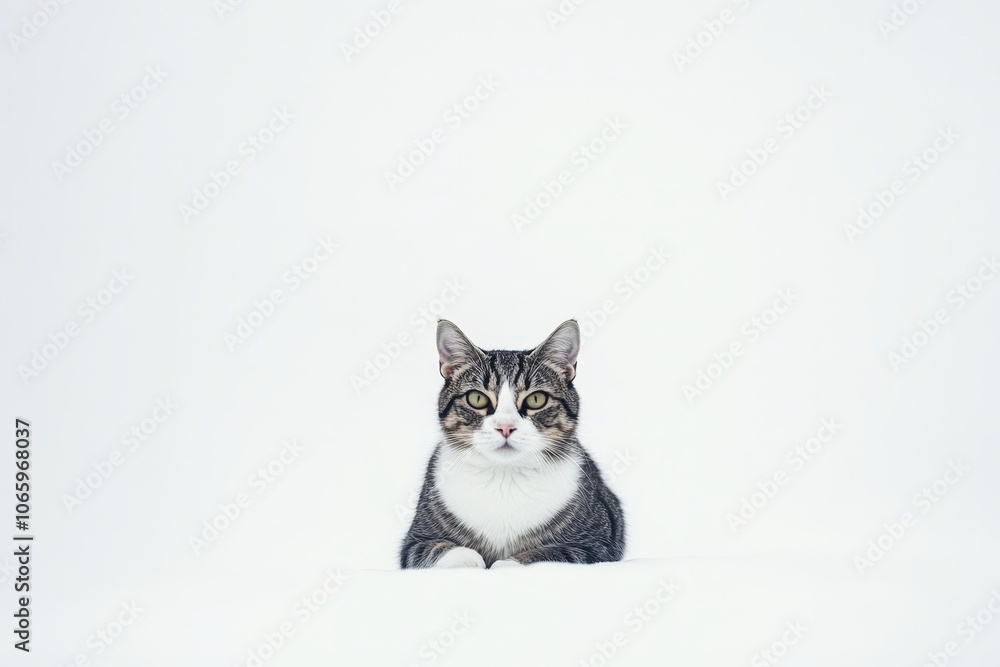 Obraz premium Curious cat looking at camera with intense gaze