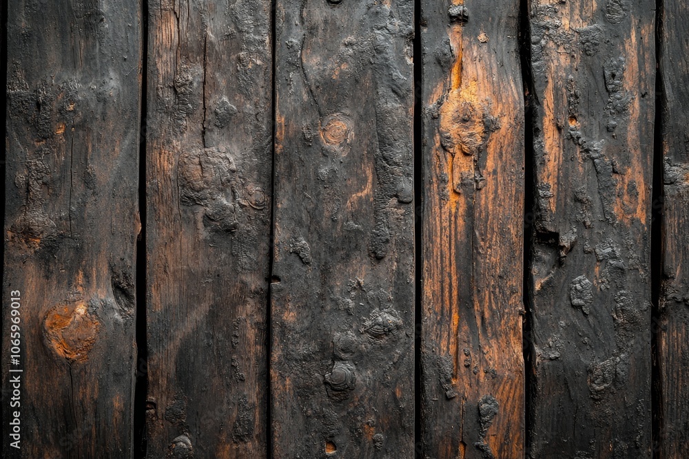 Obraz premium Rustic dark brown wooden background with rough texture on a natural wooden floor surface