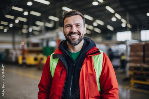 Portrait of a confident smiling man in a factory