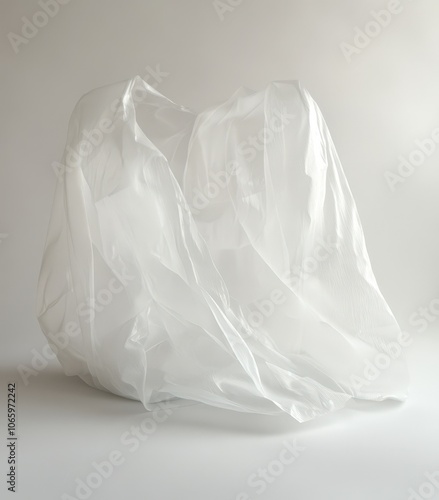 Crumpled white plastic bag on a light background