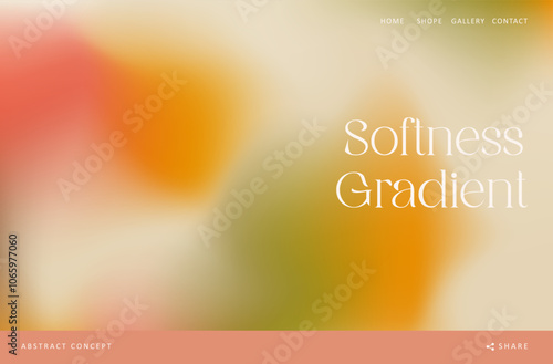Trendy gradient pastel autumn fluid wave background landing page, colorful abstract liquid. Red, orange and green design wallpaper for banner, poster, cover, flyer, presentation, advertising