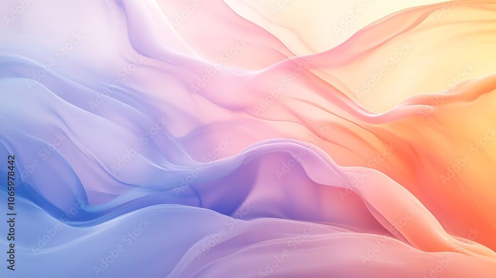 Fototapeta premium Flowing Metallic glass Waves in Neon Blue and Pink on Dark Background - Abstract Design Concept