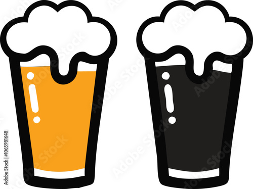 Beer Mug Icons  Vector Illustrations Of Glass With Foamy Beer Alcoholic Drink. Party Concept.
