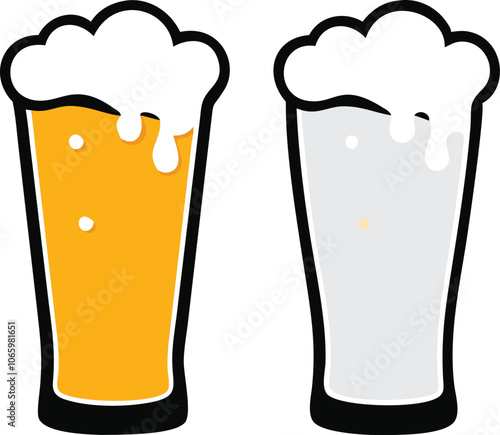 Beer Mug Icons  Vector Illustrations Of Glass With Foamy Beer Alcoholic Drink. Party Concept.