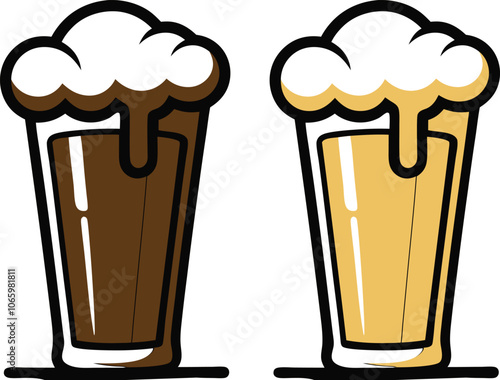 Beer Mug Icons  Vector Illustrations Of Glass With Foamy Beer Alcoholic Drink. Party Concept.
