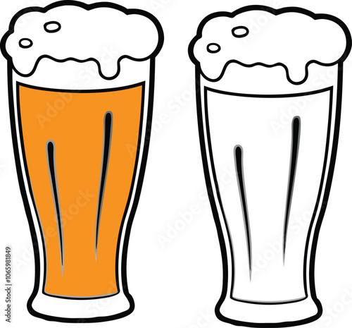 Beer Mug Icons  Vector Illustrations Of Glass With Foamy Beer Alcoholic Drink. Party Concept.