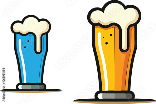 Beer Mug Icons  Vector Illustrations Of Glass With Foamy Beer Alcoholic Drink. Party Concept.