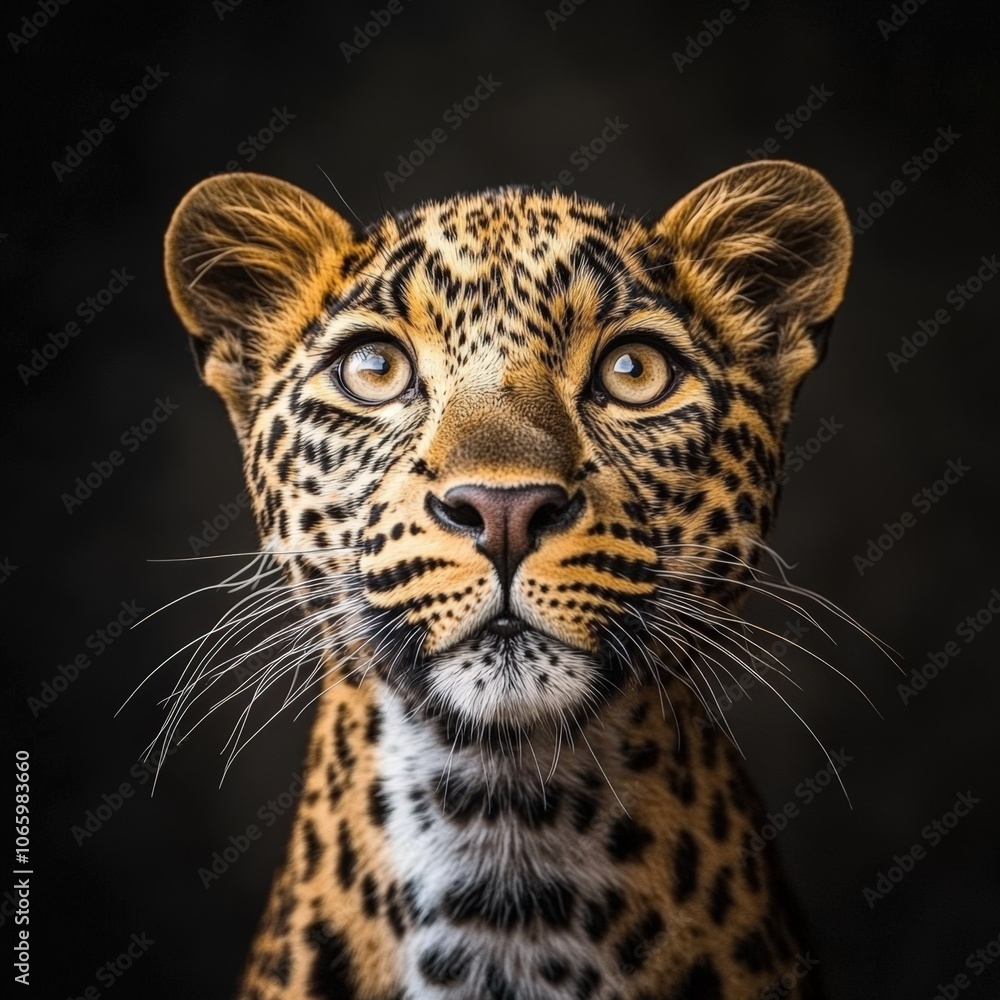Close-up portrait of a majestic leopard with piercing eyes Close-up portrait of a majestic leopard with piercing eyes