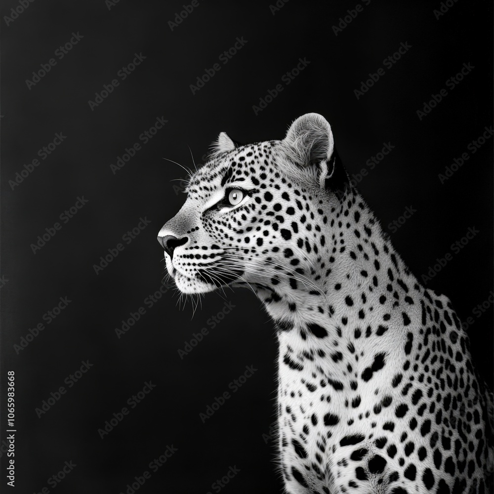 Obraz premium Powerful black and white portrait of a majestic leopard