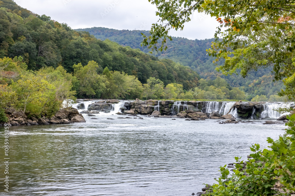 Autumn Cascade: Waterfalls and Foliage