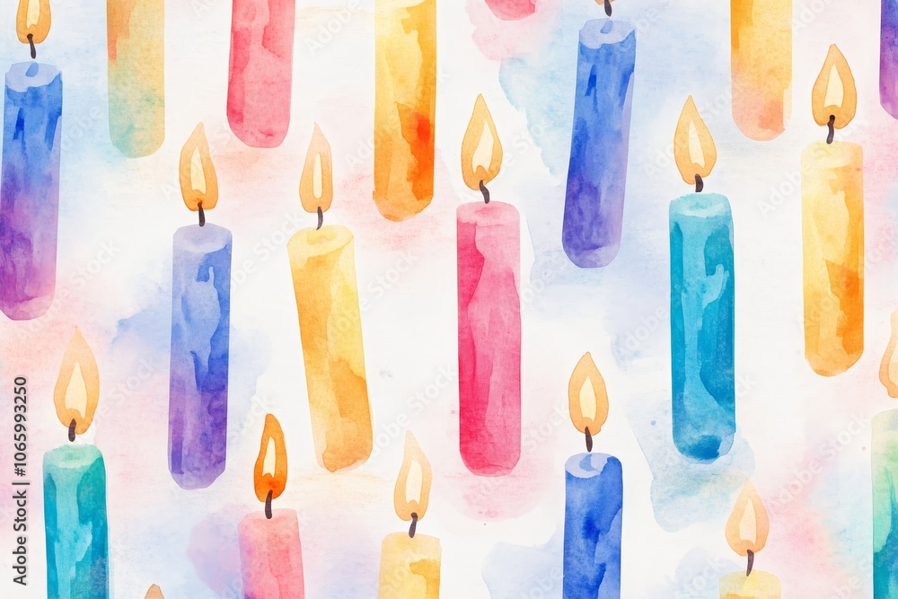 3d watercolor seamless tiles with hanukkah soy wax candles for sustainable holiday decor