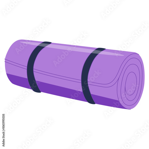 Rolled yoga mat for gym workout, pilates. Rubber floor matt roller for fitness, aerobics.