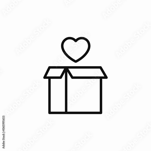 heart love in box icon sign vector