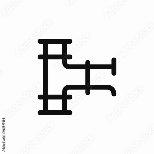 T shape pipe icon sign vector