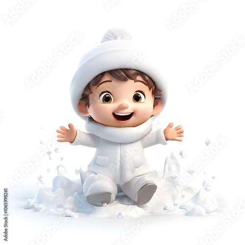 a cute Little figure design happy on a White Background