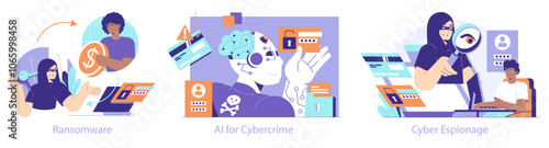 Cybercrime. Flat Vector Illustration