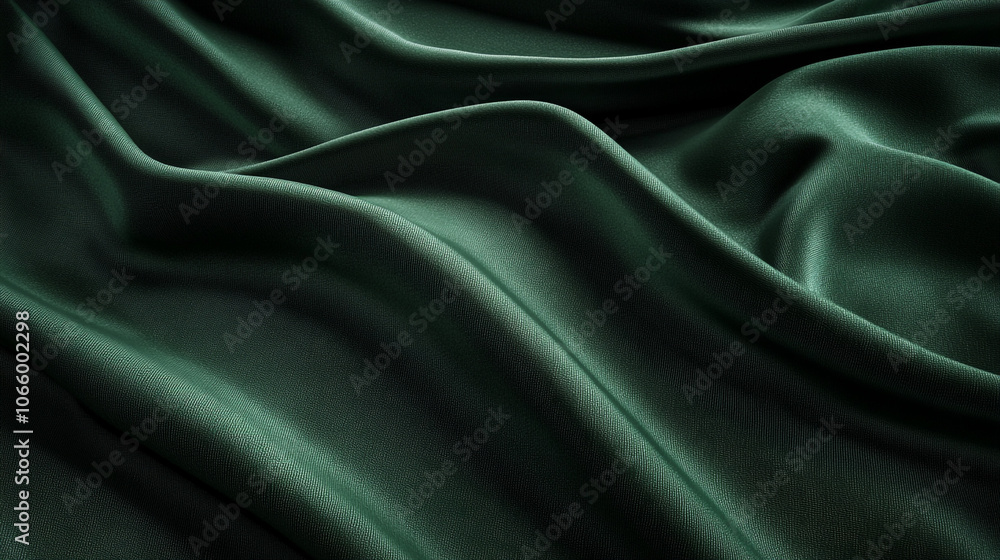Obraz premium Smooth Emerald Green Satin Fabric Draped Texture Background