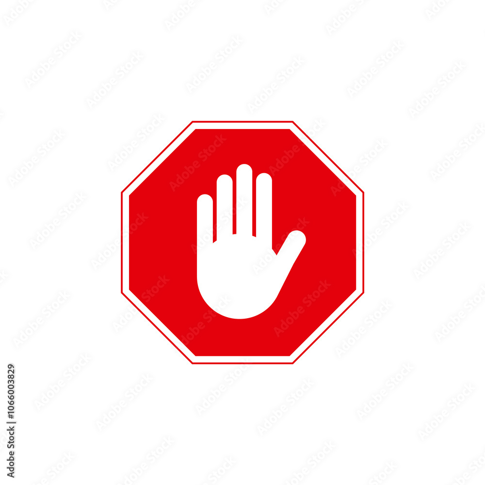 Obraz premium Stop icon. Forbidden sign. Don't touch. Don't come in. No Signs Set. No entry. Hand prohibited. Forbidden access. Symbol ban entry. Icon no entry. illustration isolated on white background.