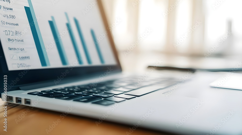 Laptop with Financial Charts Laptop with Financial Charts