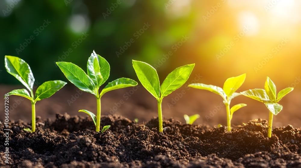 Young Green Plants Growing In Soil Young Green Plants Growing In Soil