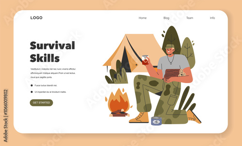 Military Training. Flat Vector Illustration