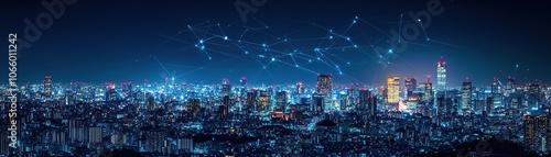 Wallpaper Mural Explore the vibrant cityscape illuminated by advanced technology and connectivity at night Torontodigital.ca