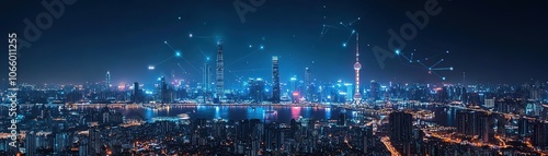 Wallpaper Mural Explore the vibrant nightlife of a modern city with stunning skyscrapers and advanced technology features Torontodigital.ca