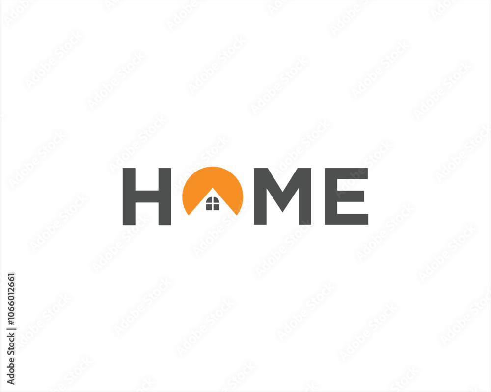 Fototapeta premium Home Logo with sun and House Symbol for Real Estate and Care