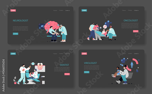 Pediatric Medical Appointment. Flat Vector Illustration