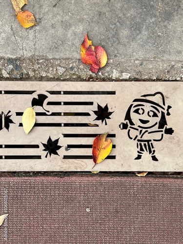 autumn leaves on the ground in Seoul, South Korea