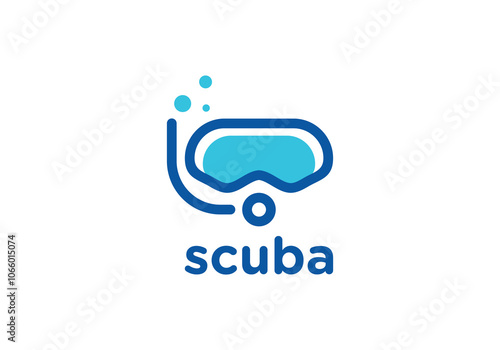 simple creative scuba diving logo design vector