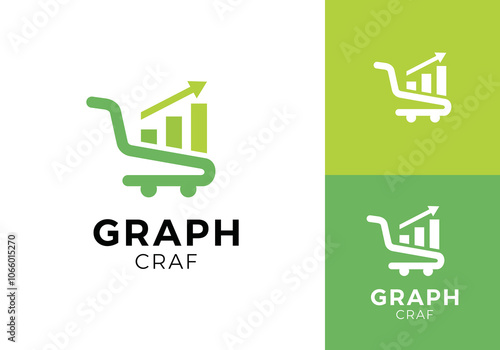 chart with shopping cart logo. finance online shop symbol icon design	