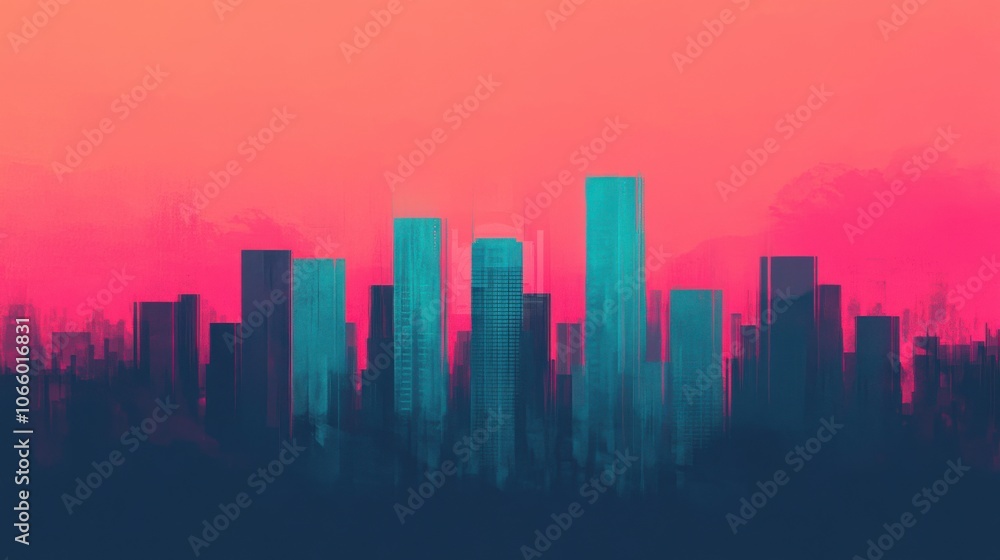 Vibrant Cityscape with Digital Overlays Vibrant Cityscape with Digital Overlays