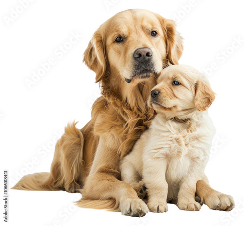 PNG Golden retriever holding puppy animal pet mammal.