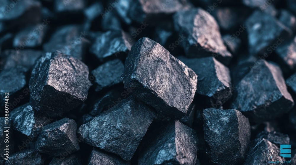 Close-up of Rugged Black Coal Chunks Close-up of Rugged Black Coal Chunks