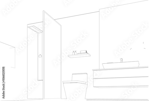 3D illustration of toilet and bathroom