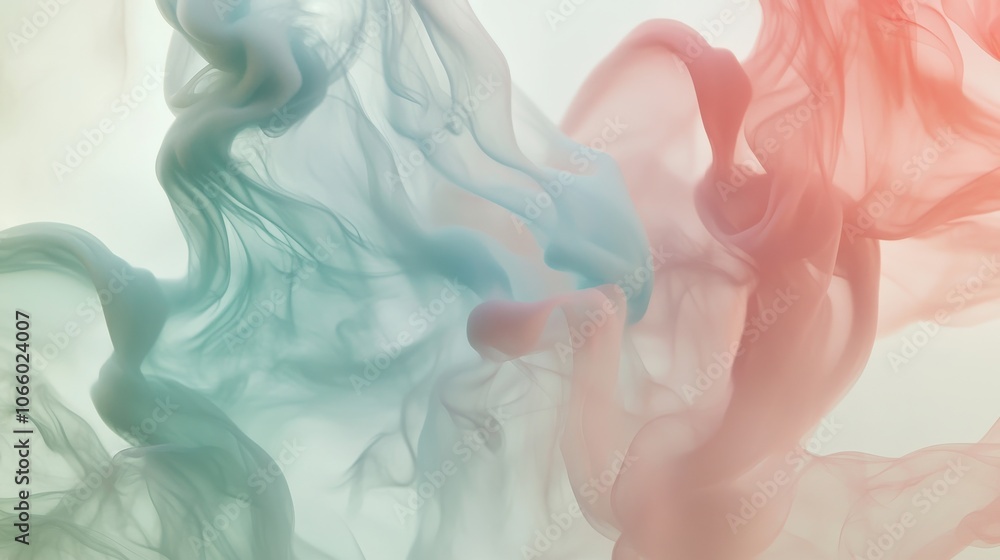 Fototapeta premium Delicate pastel hues intertwine in a mesmerizing dance, forming a dreamy landscape. The colors flow gently, evoking feelings of tranquility and inspiration.