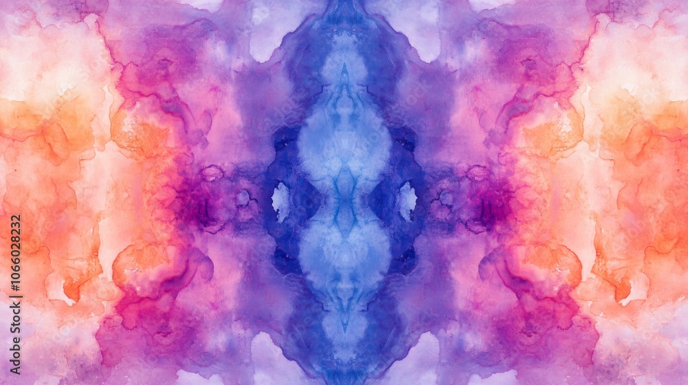 Fototapeta premium Abstract Watercolor Painting with Orange, Purple, and Blue Hues