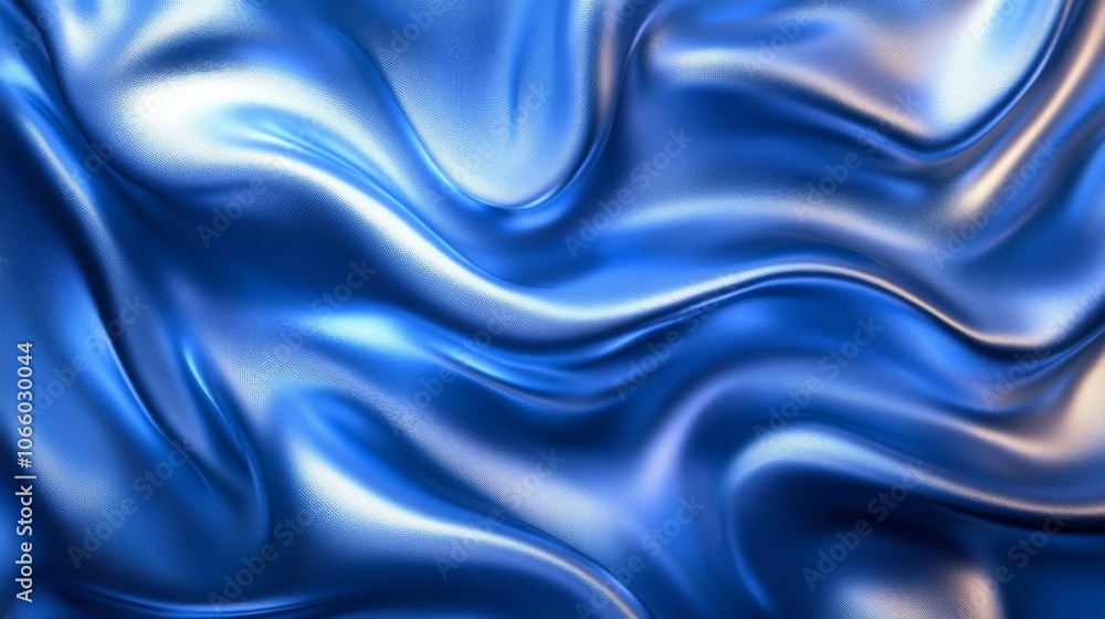 Abstract Blue Wavy Fabric with Metallic Sheen Abstract Blue Wavy Fabric with Metallic Sheen