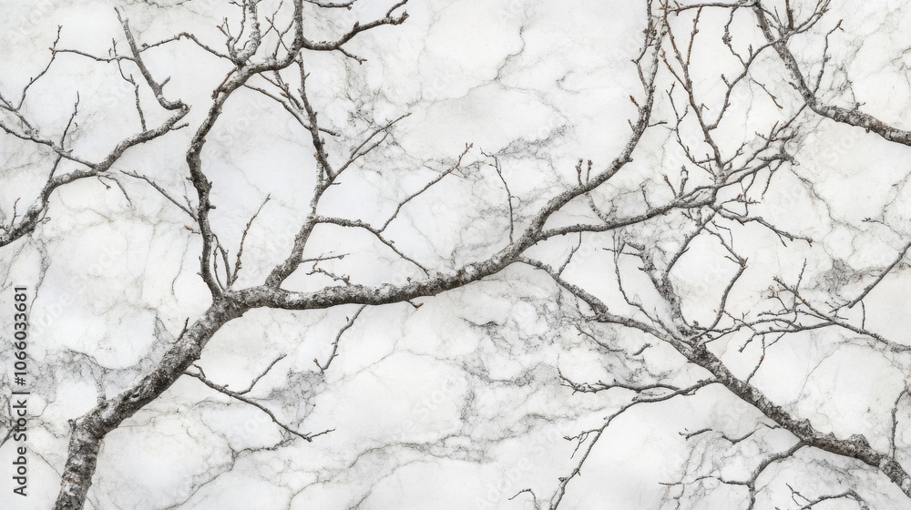 Fototapeta premium Bare Branches Silhouetted Against a White Marble Background