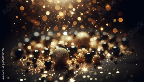 Black and Gold Bokeh Glitter Banner for Special Occasions, generative AI