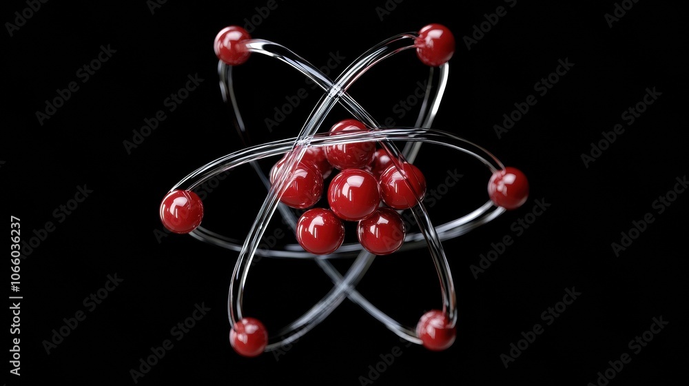 Molecular Structure with Red Atoms and Orbitals