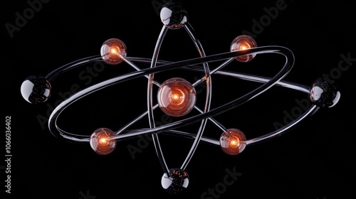 Abstract Atom Model with Orbiting Electrons photo