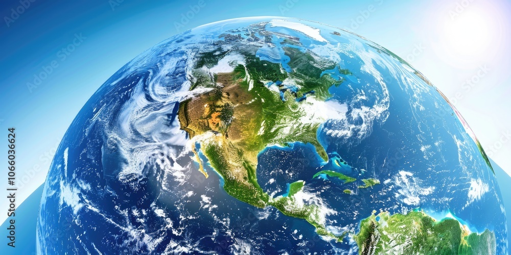 Fototapeta premium Stunning image of Earth from space, showcasing the planet's land masses and oceans.
